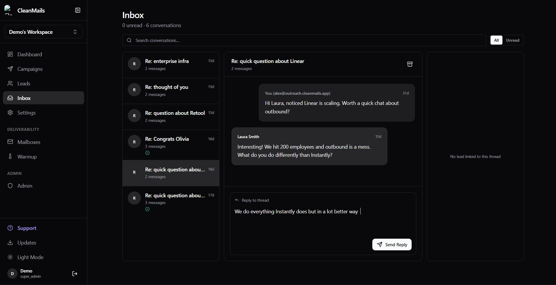 Cleanmails  screenshot 2
